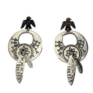 VINTAGE Native American Style Aluminum 4” Earrings